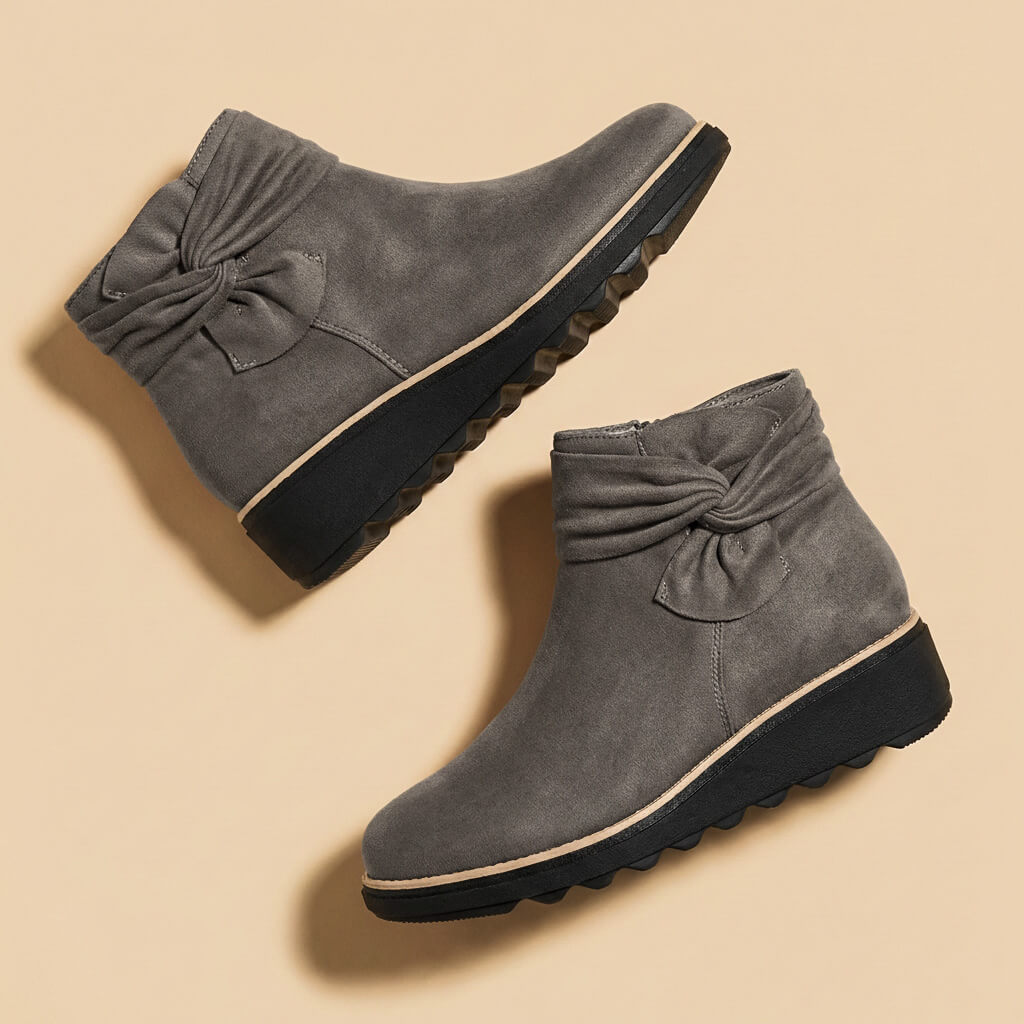 Soft Suede Ankle Boots with Bows