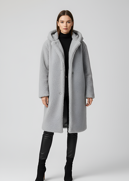 Women's Hooded Faux Fur Long Coat