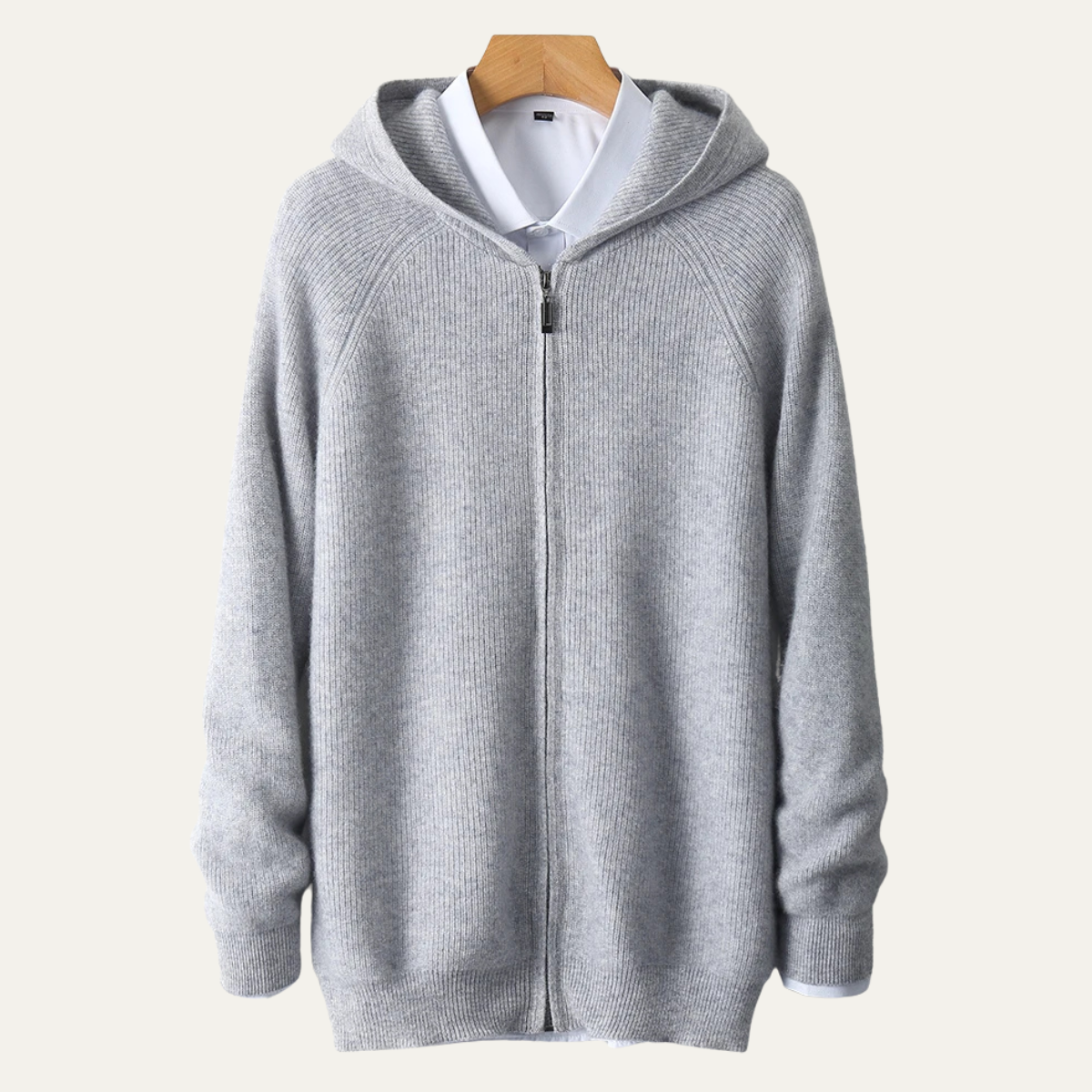 Men's Merino Wool Hooded Cardigan