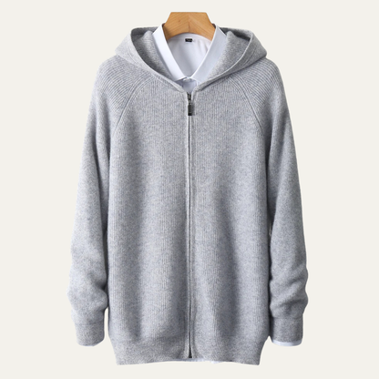 Men's Merino Wool Hooded Cardigan