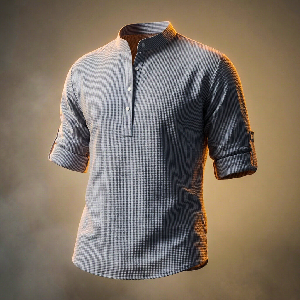 Classic Grid Pattern Long Sleeve Tee