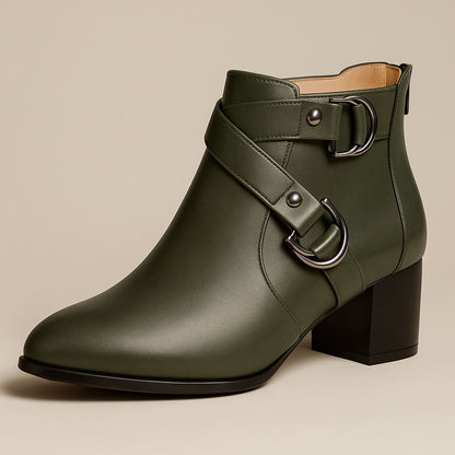Ladies High Heel Ankle Boots with Buckle Detail