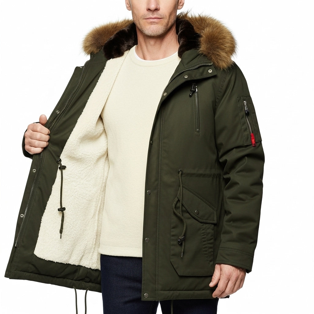 Men's Camouflage Hooded Parka Thick Windproof Velvet Jacket
