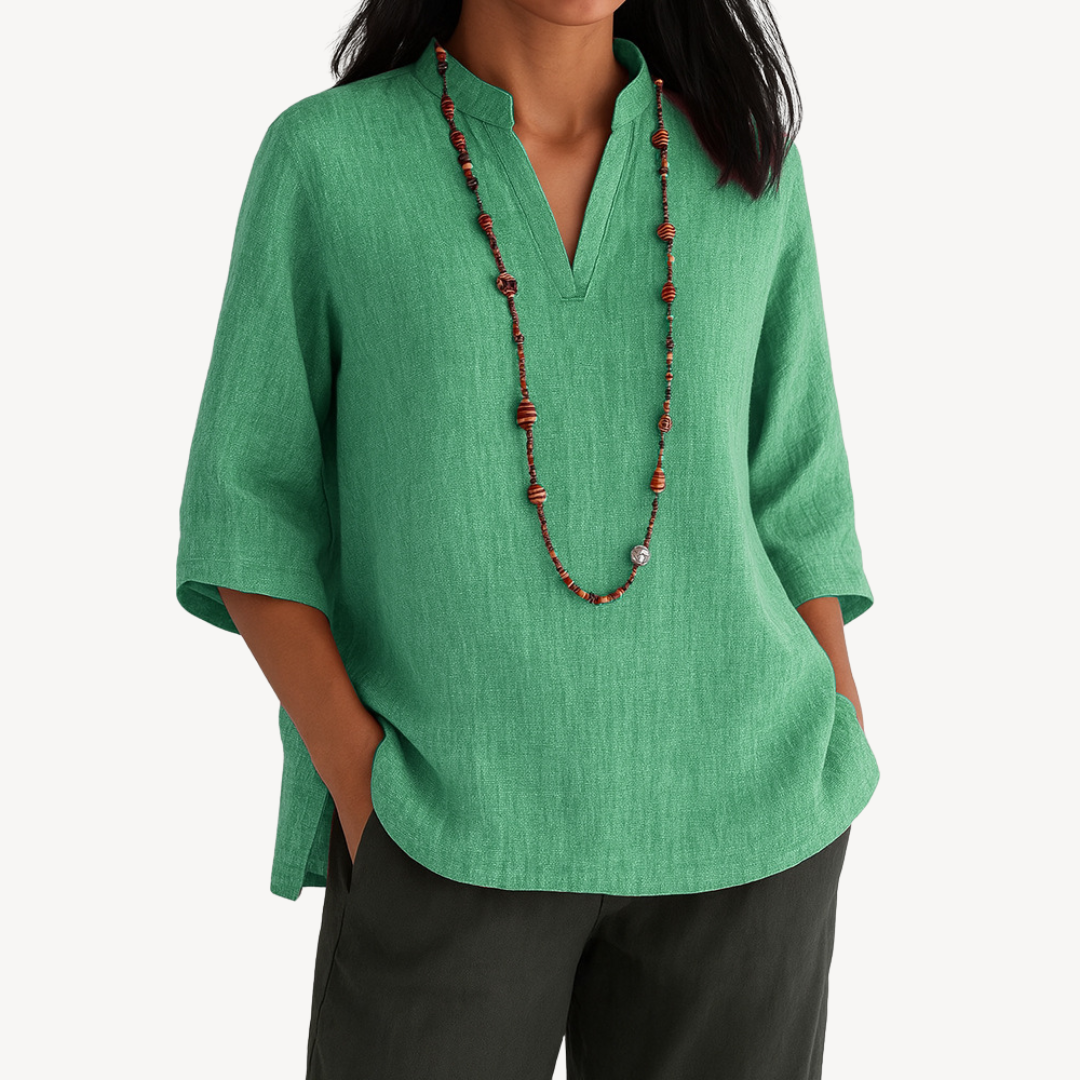 Chic Ladies Linen V Neck Summer Top