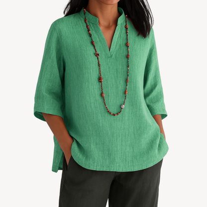 Chic Ladies Linen V Neck Summer Top