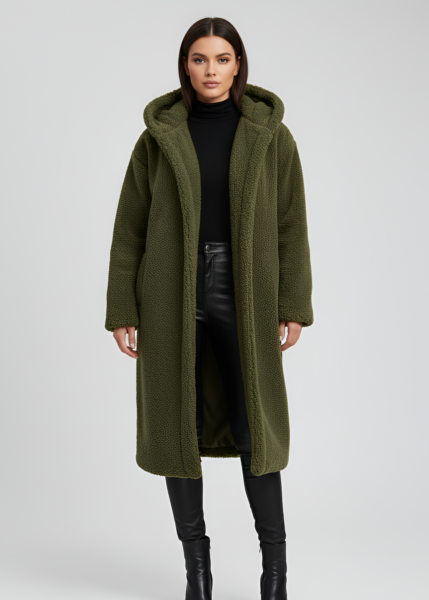 Women's Hooded Faux Fur Long Coat