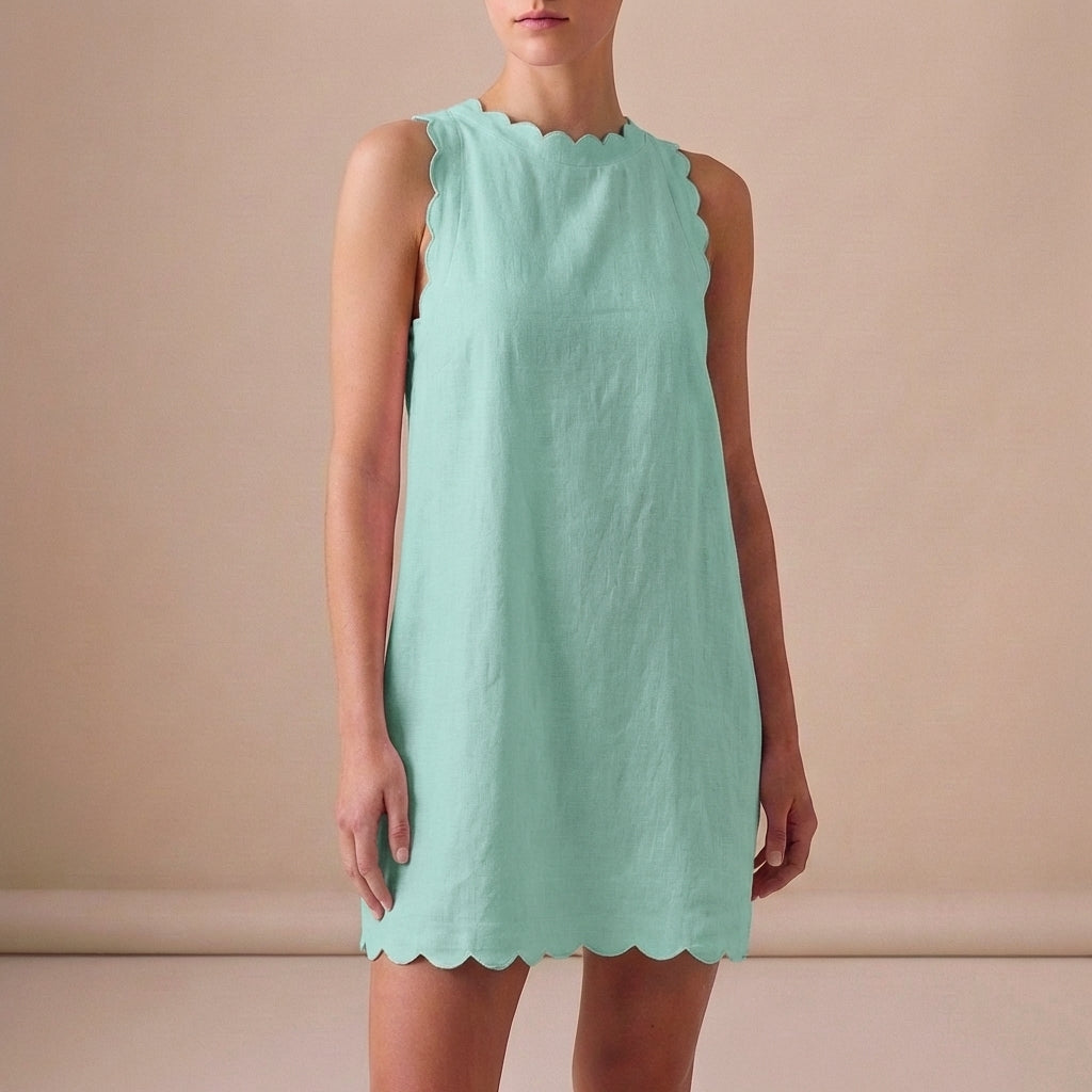 Women's Sleeveless Mini Dress Lightweight Ruffle Hem