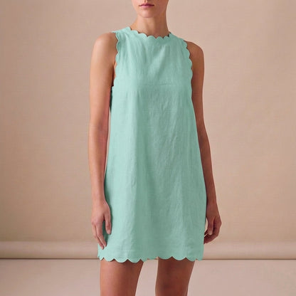 Women's Sleeveless Mini Dress Lightweight Ruffle Hem