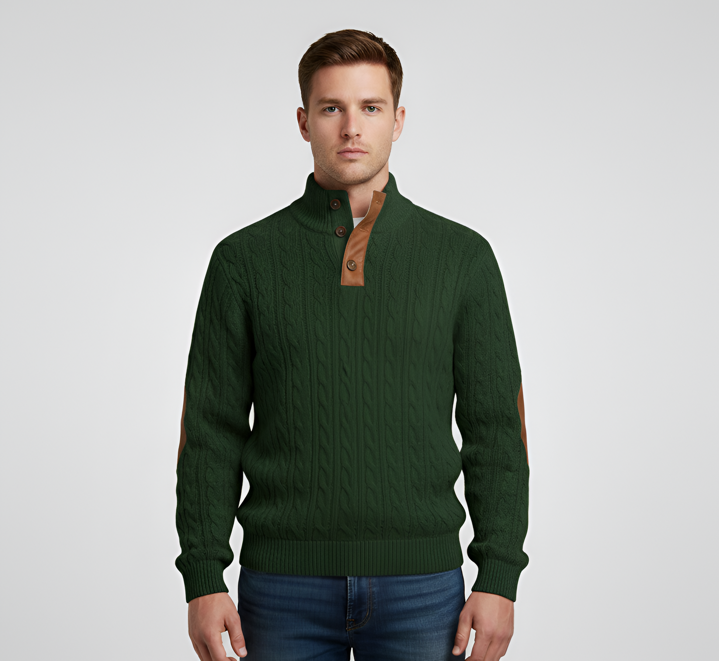 Men's Quilted Knit Sweater Stand Collar