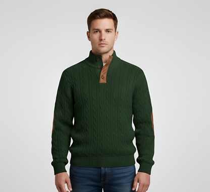 Men's Quilted Knit Sweater Stand Collar