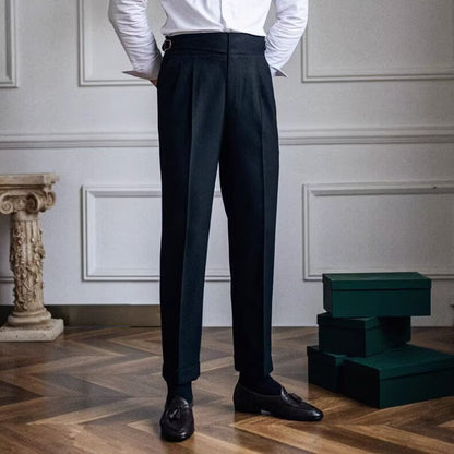 Men's High Waisted Pleated Dress Pants - VibreMode