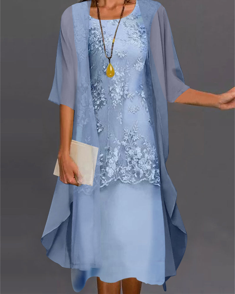 Women's A-Line Midi Dress Cardigan Set