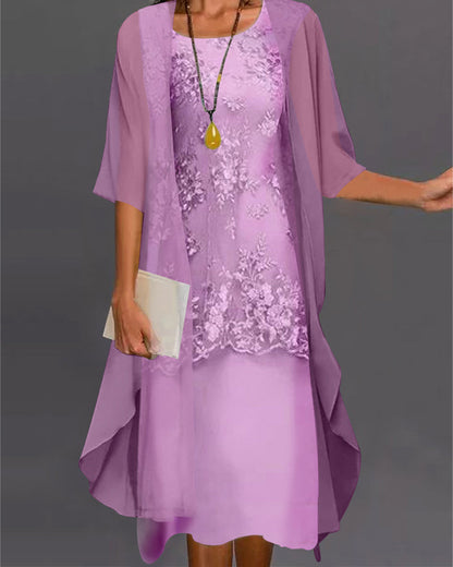 Women's A-Line Midi Dress Cardigan Set