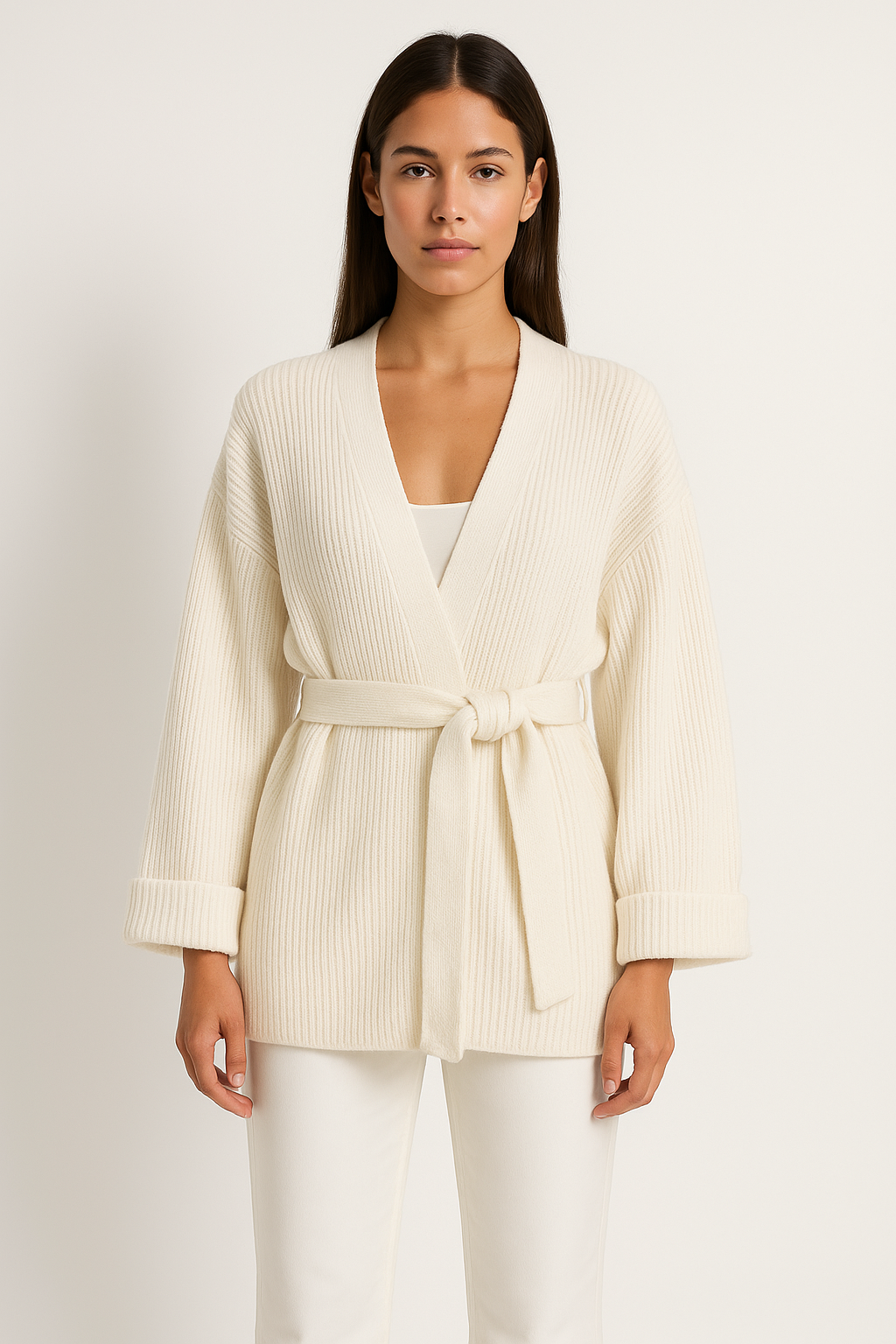 Image of Greta | Women's Ribbed Knit Open Front Cardigan