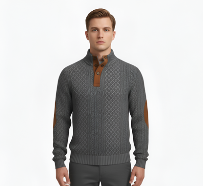 Men's Quilted Knit Sweater Stand Collar