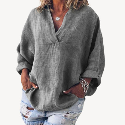 Casual Ladies Loose Fit V Neck Top