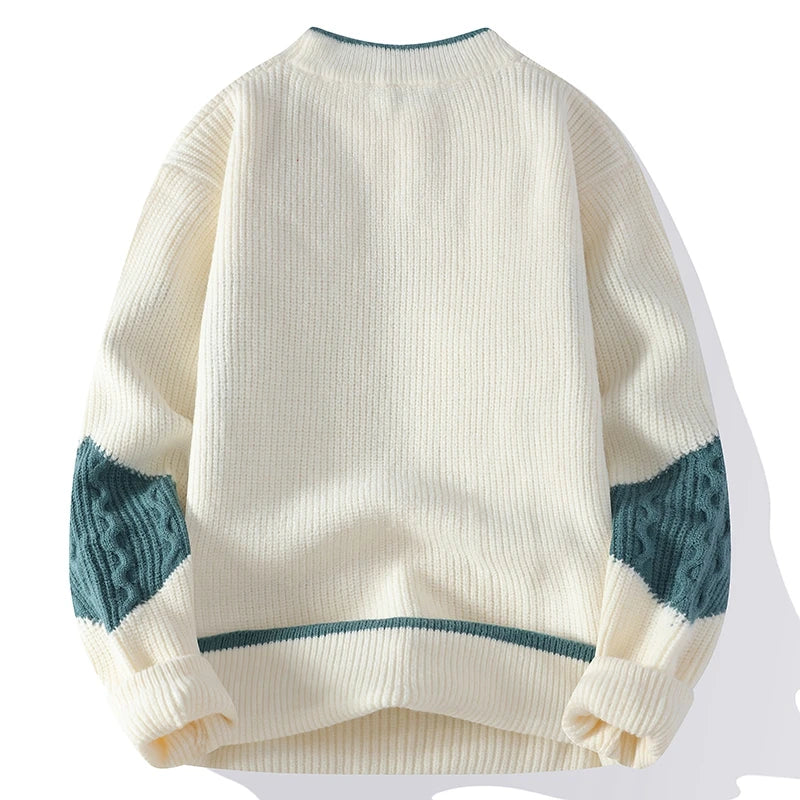 Men's Patchwork Polyester Sweater