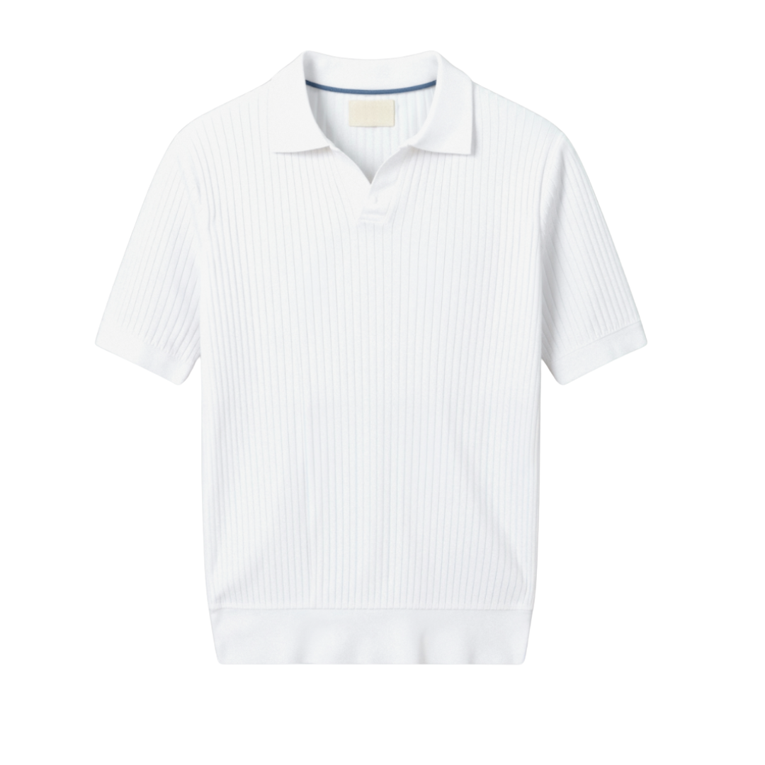 Men's Short Sleeve Polo Shirt Ribbed Cotton - VibreMode