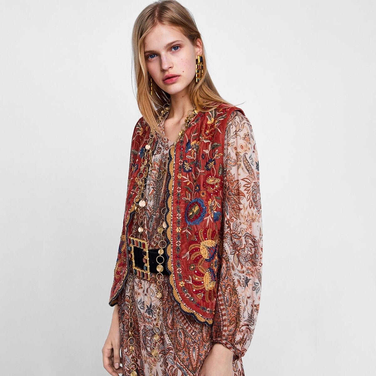 Elegant Floral Quilted Vest