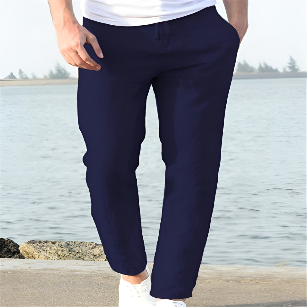 Men's Linen Summer Trousers Casual Airy Beige