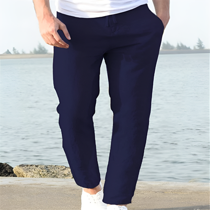 Men's Linen Summer Trousers Casual Airy Beige