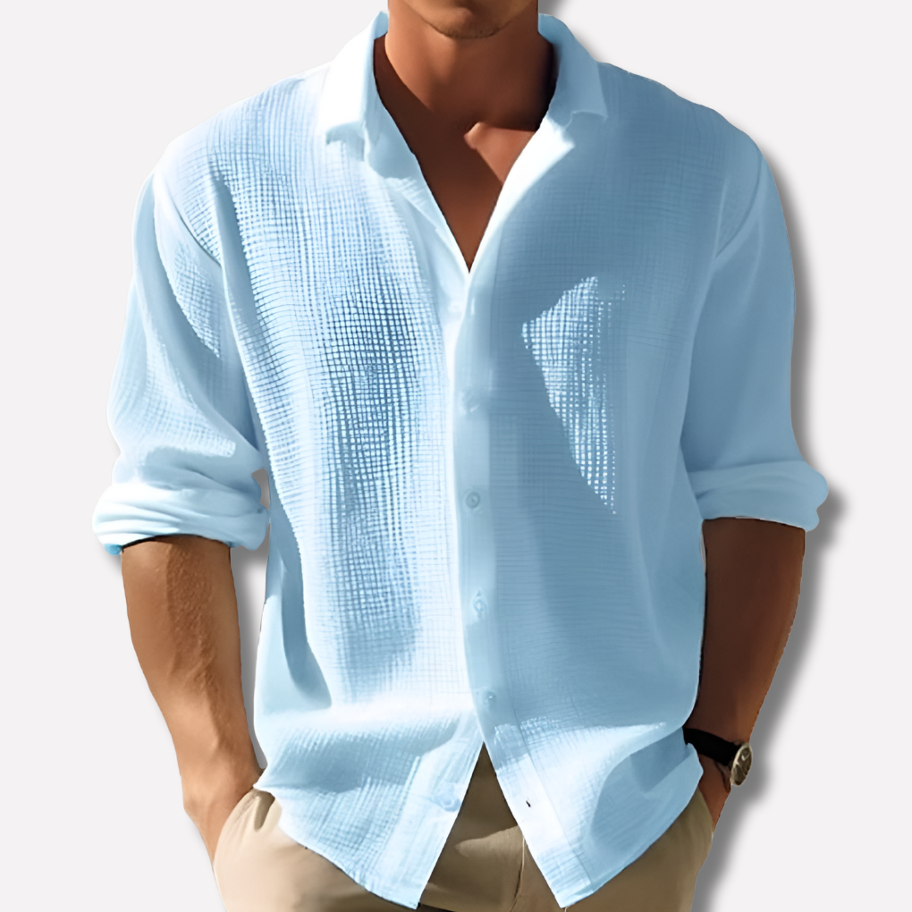 Men's Cotton Linen Shirt Lightweight Solid Color - VibreMode