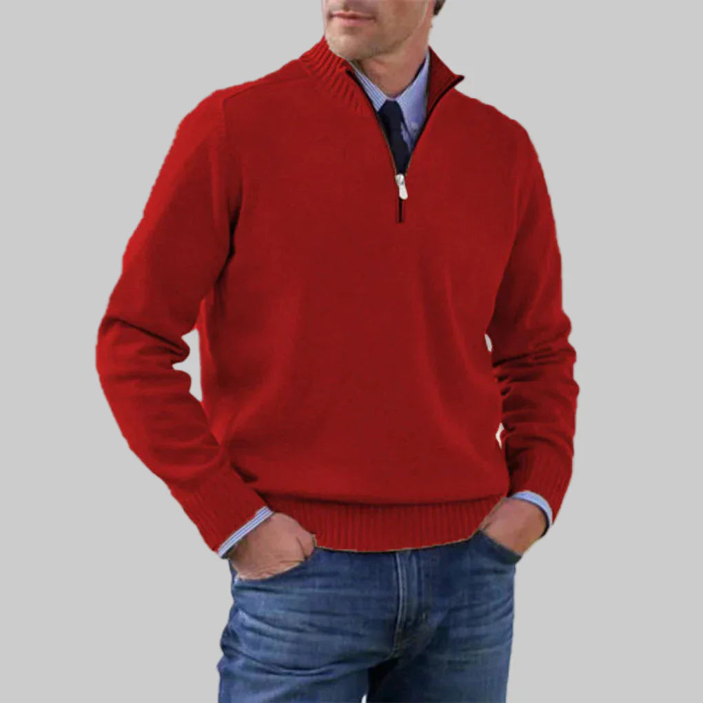 Men's Half-Zip Sweater Layered Style - VibreMode