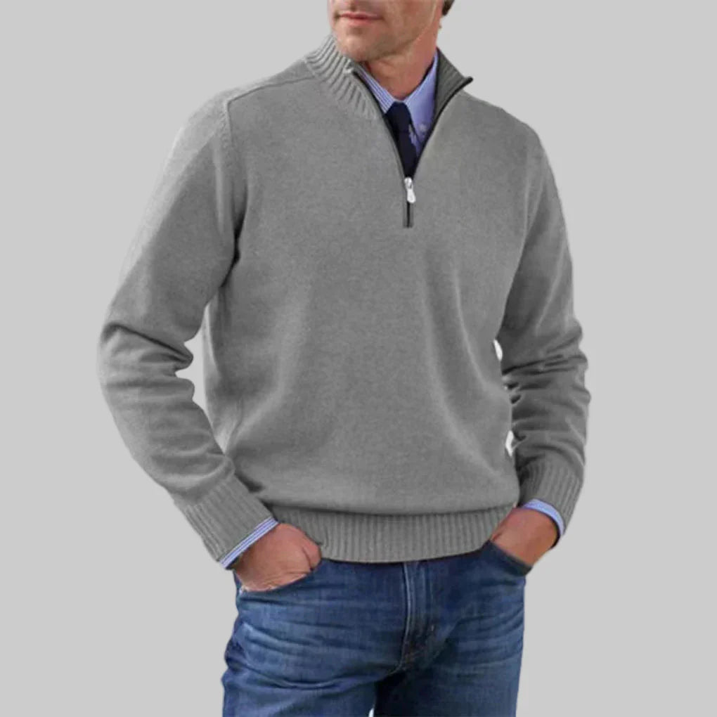 Men's Half-Zip Sweater Layered Style