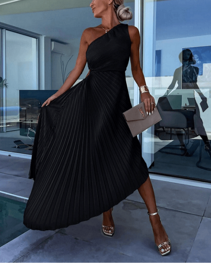 Chic One Shoulder Ruffled Maxi Dress for Women