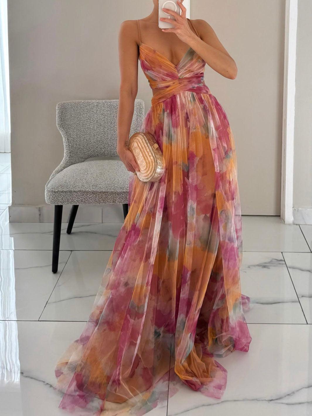 Women's Floral Maxi Dress Sleeveless - VibreMode