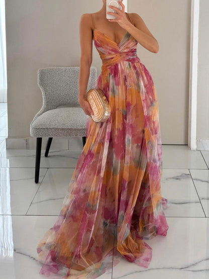 Women's Floral Maxi Dress Sleeveless - VibreMode