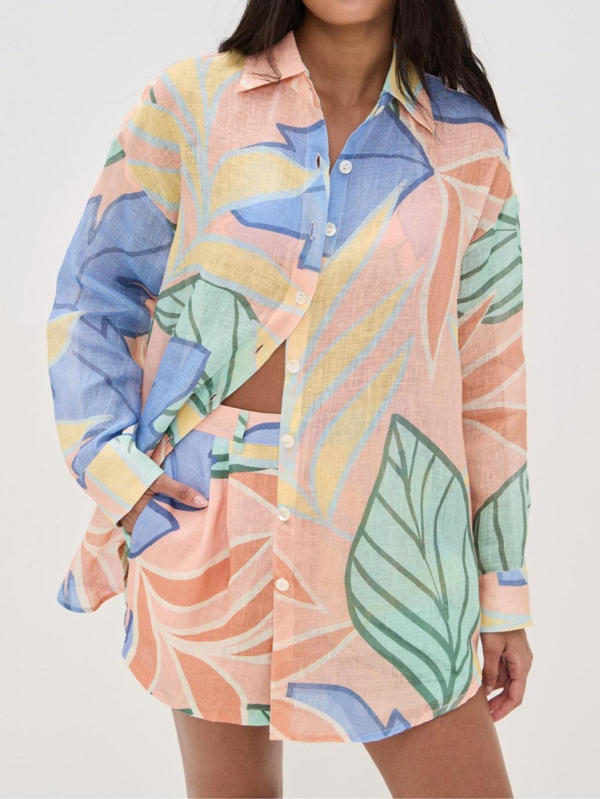 Women's Floral Two-Piece Button-Down Set - VibreMode