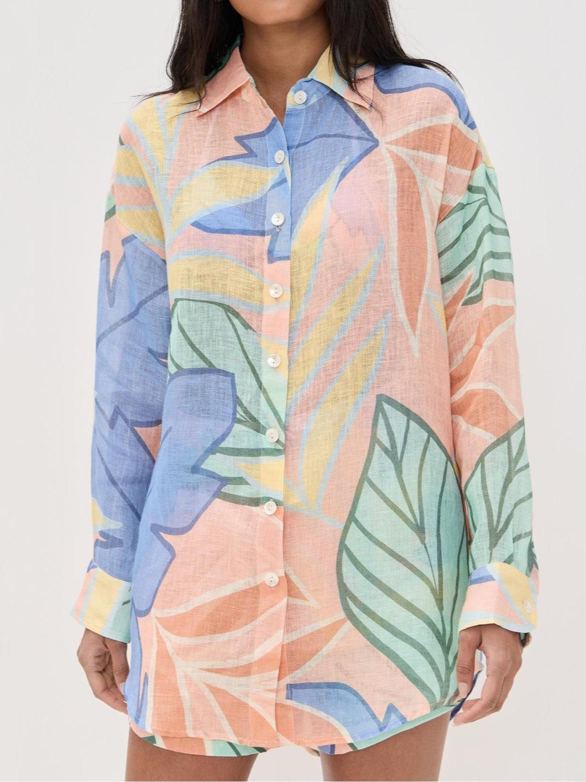 Image of Harmony | Women's Button-Down Floral Two-Piece Set