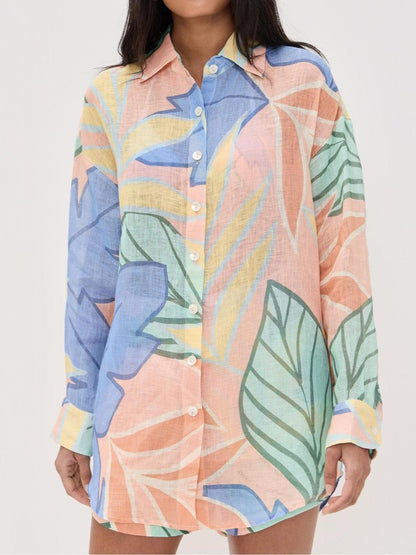 Image of Harmony | Women's Button-Down Floral Two-Piece Set