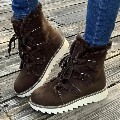 Women's Textured Flat Boots Padded Collar