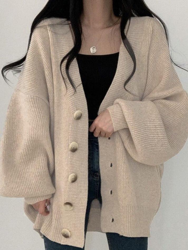 Women's Oversized Cardigan Button Front - VibreMode