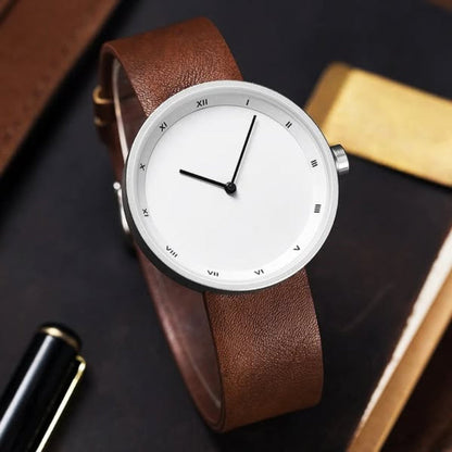 Men's Roman Numeral Leather Wristwatch Elegant Black - VibreMode