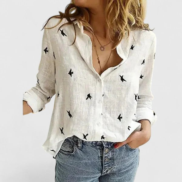 Relaxed Fit Women's Button Down Blouse