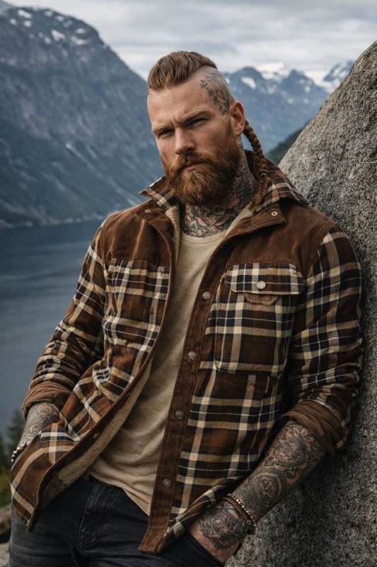Men's Plaid Button Front Jacket - VibreMode