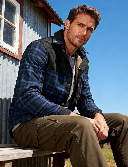 Men's Plaid Button Front Jacket