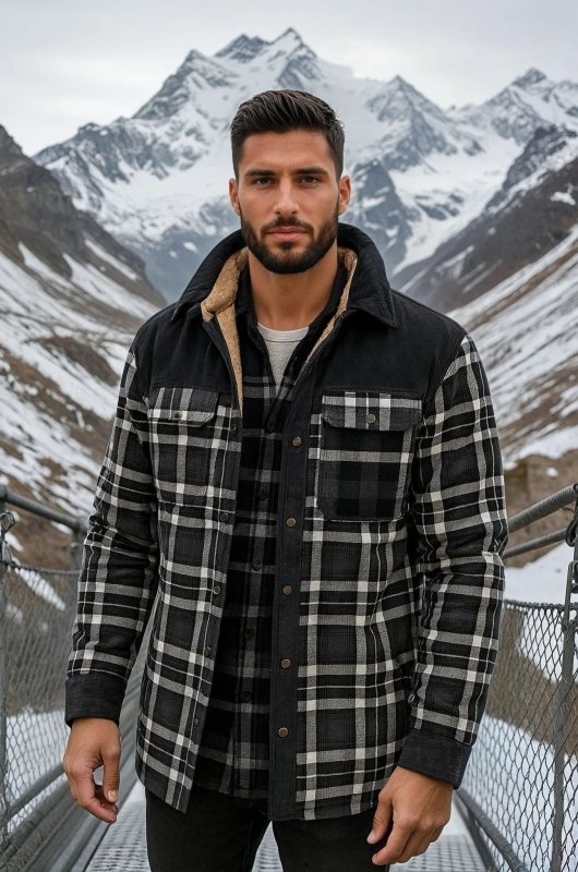 Men's Plaid Button Front Jacket