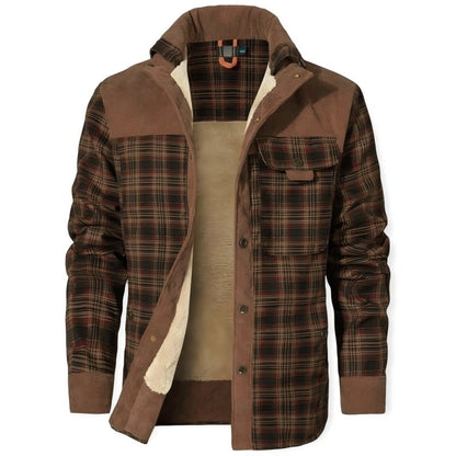 Men's Plaid Snap Front Jacket Shirt