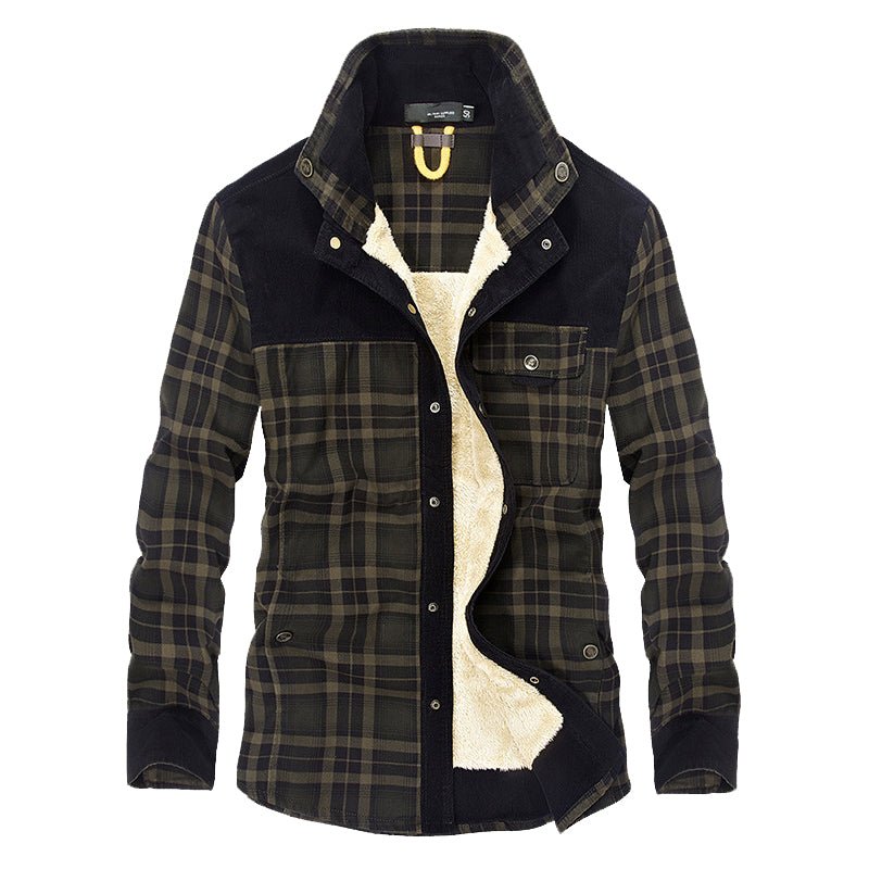 Men's Plaid Snap Front Jacket Shirt