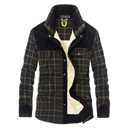 Men's Plaid Snap Front Jacket Shirt