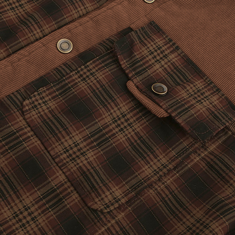 Men's Plaid Snap Front Jacket Shirt