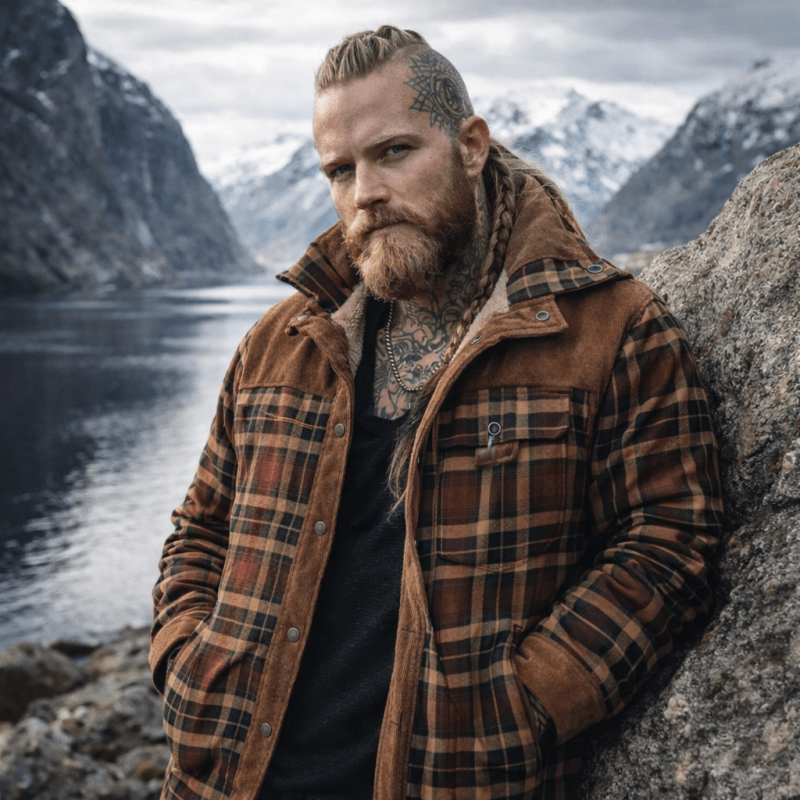 Men's Plaid Snap Front Jacket Shirt