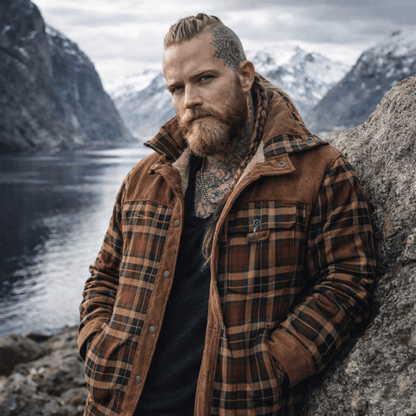 Men's Plaid Snap Front Jacket Shirt