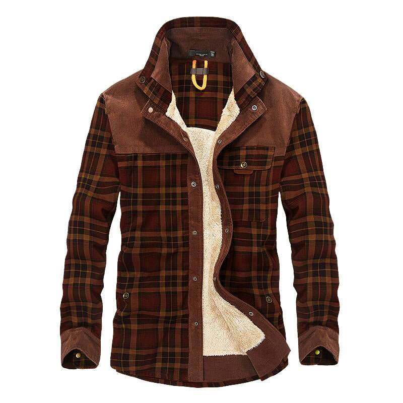 Men's Plaid Snap Front Jacket Shirt