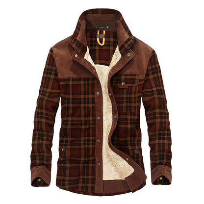 Men's Plaid Snap Front Jacket Shirt