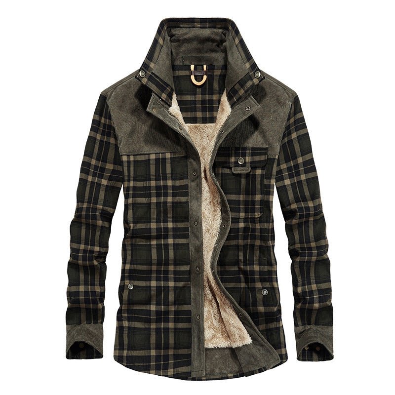 Men's Plaid Snap Front Jacket Shirt